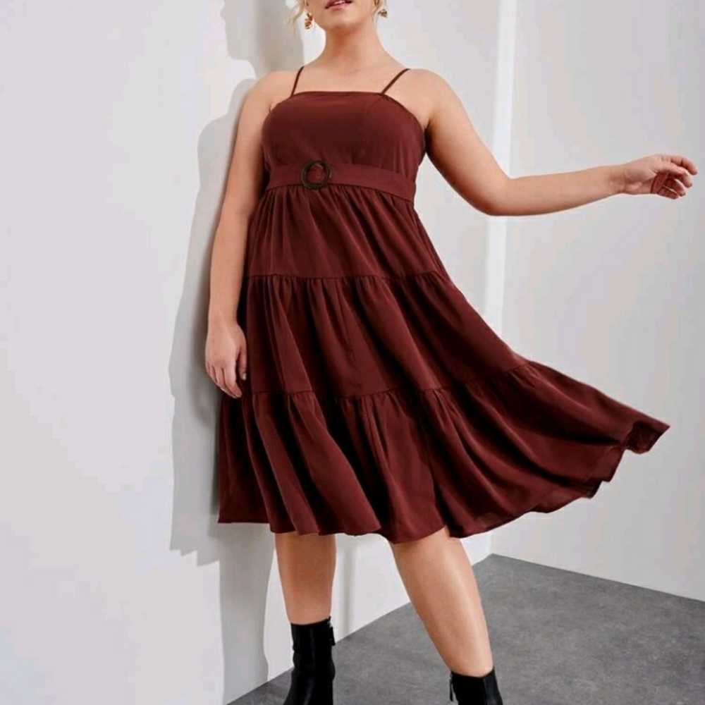 #32 Brand New Plus Belted Cami Dress